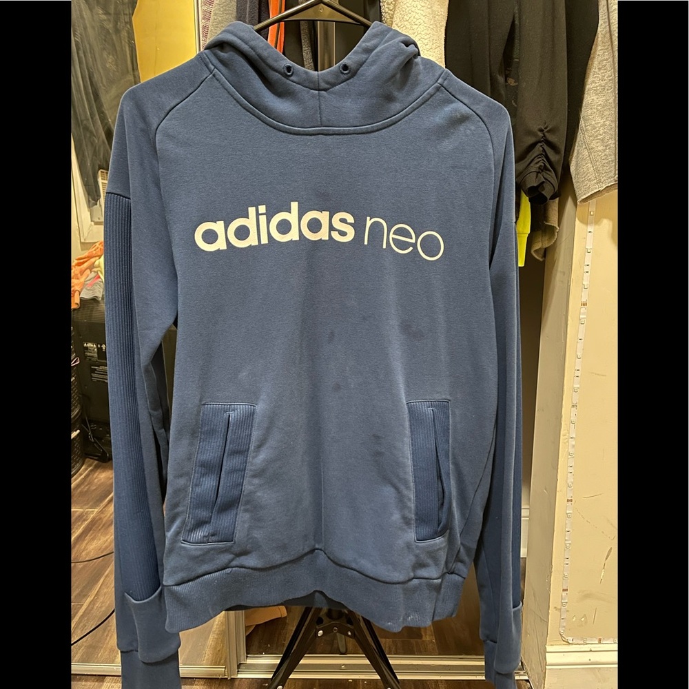 ADIDAS NEO Unisex Dark Blue Hoodie, Long Sleeve Jacket Sweater